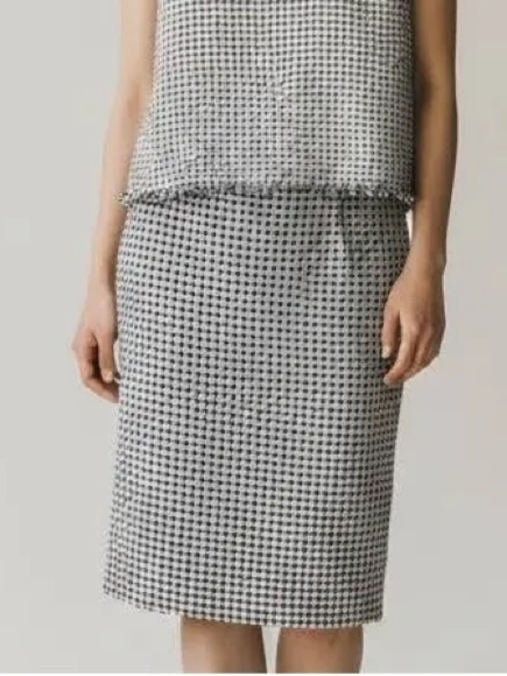 Brooks Brothers Tweed Fringe 2 Piece Shell Top Pencil Skirt Suit Set Womens 14